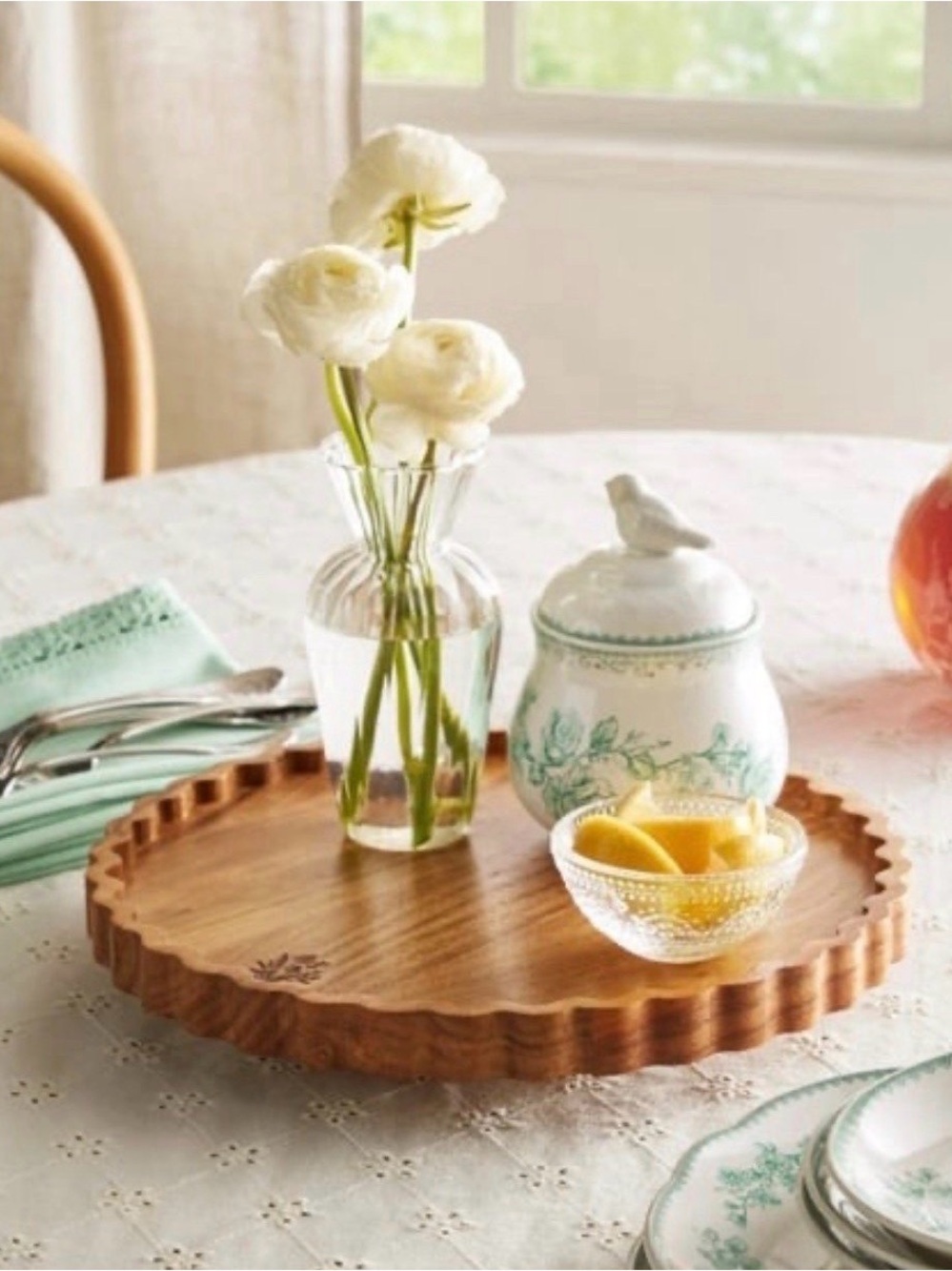 The Pioneer Woman Scalloped Natural Wood Serving Tray